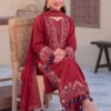 CRIMSON Luxury Chikankari Lawn Unstitched 3 Piece Suit for Women - Premium Summer Festive Collection (Embroidered Chiffon Dupatta, Chikankari Shirt & Sleeves)