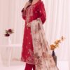 MOHAGNI Luxury Embroidered Lawn Unstitched 3 Piece Suit with Printed Monark Voil Dupatta