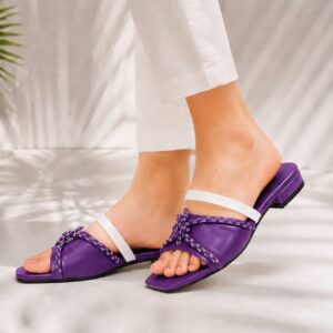 Elegant Ladies Low Heel Slippers – Comfortable Daily Wear Rhinestone Strap Sandals