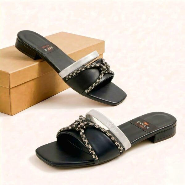 IMG-20260706-WA0031 Elegant Ladies Low Heel Slippers – Comfortable Daily Wear Rhinestone Strap Sandals
