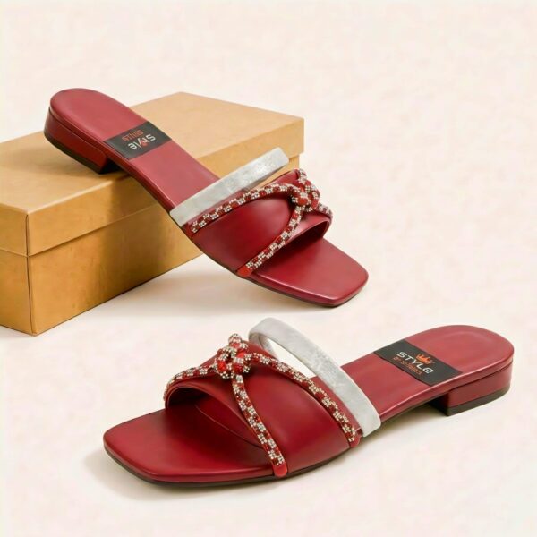 IMG-20260706-WA0033 Elegant Ladies Low Heel Slippers – Comfortable Daily Wear Rhinestone Strap Sandals